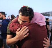 Palestinians evacuated from Sudan are seen upon their arrival in Rafah Border Gate due to clashes between the Sudanese army and paramilitary Rapid Support Forces (RSF) since April 15th, in Gaza on April 28, 2023. [Mohammed Asad/Middle East Monitor]
