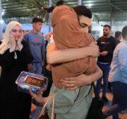 Palestinians evacuated from Sudan are seen upon their arrival in Rafah Border Gate due to clashes between the Sudanese army and paramilitary Rapid Support Forces (RSF) since April 15th, in Gaza on April 28, 2023. [Mohammed Asad/Middle East Monitor]