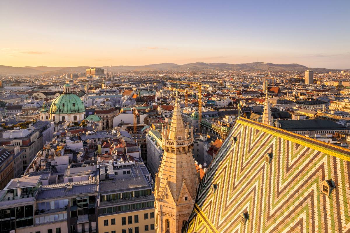 Vienna City View at Twilight from St Stephen's Cathedral [Pintai Suchachaisri/Getty]