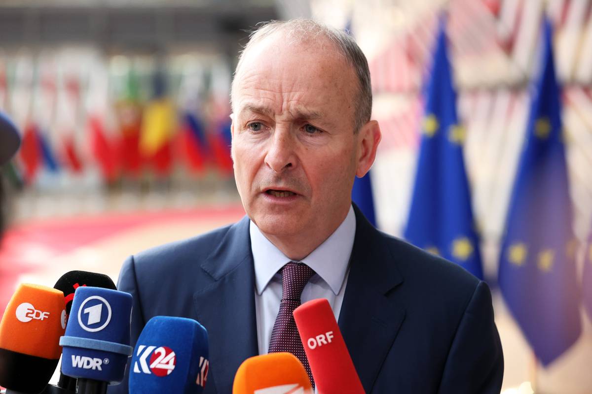 Ireland Foreign Minister Micheal Martin gives a speech in Brussels, Belgium on May 23, 2023. [Dursun Aydemir - Anadolu Agency]