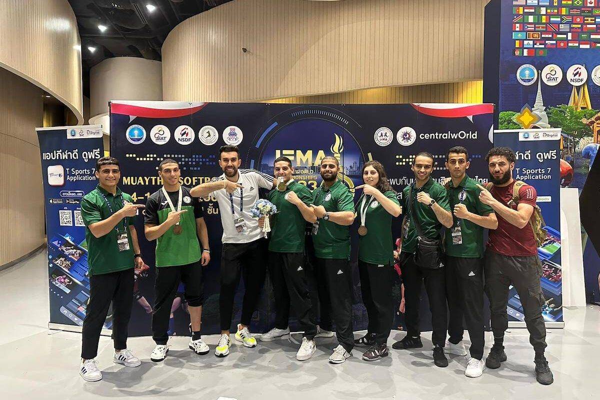 Members of the Palestinian Muay Thai Federation win gold for the second time in a row and three bronze medals at the 2023 World Muay Thai Championship in Bangkok, Thailand, between 3-13 May 2023 [WAFANewsEnglish/Twitter]