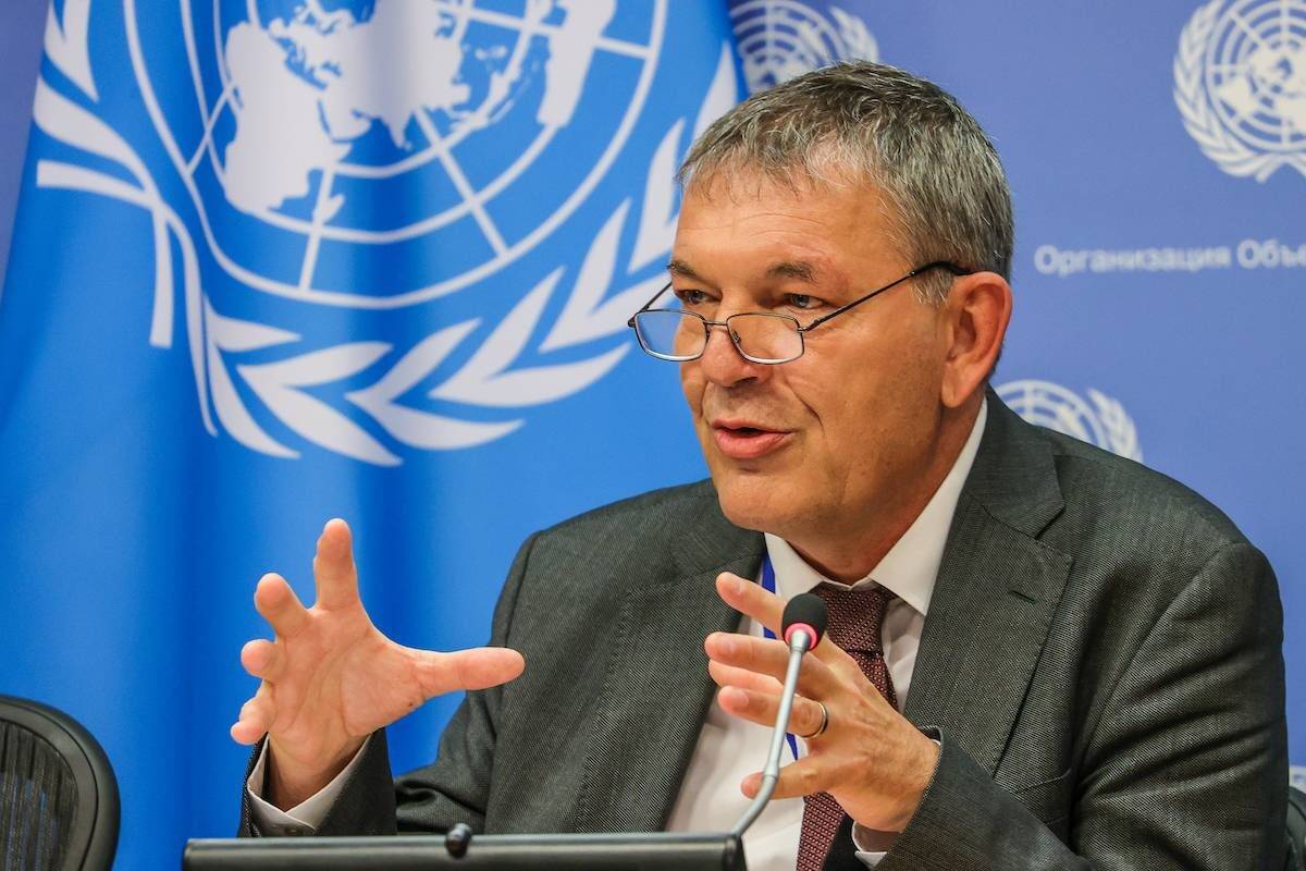 Philippe Lazzarini, Commissioner-General of the United Nations Relief and Works Agency for Palestine Refugees in the Near East (UNRWA) holds press briefing at the United Nations Headquarters, in New York City, United States on June 01, 2023 [Selçuk Acar/Anadolu Agency]
