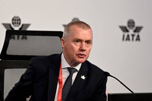 IATA Director General Willie Walsh speaks during the 79th AGM and World Air Transport Summit in Istanbul, Turkiye on June 05, 2023. [Serhat Çağdaş - Anadolu Agency]