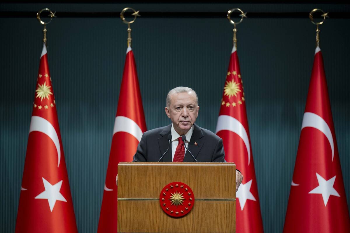 Turkish President Recep Tayyip Erdogan makes statements after cabinet meeting in Ankara, Turkiye on June 06, 2023 [Aytaç Ünal/Anadolu Agency]