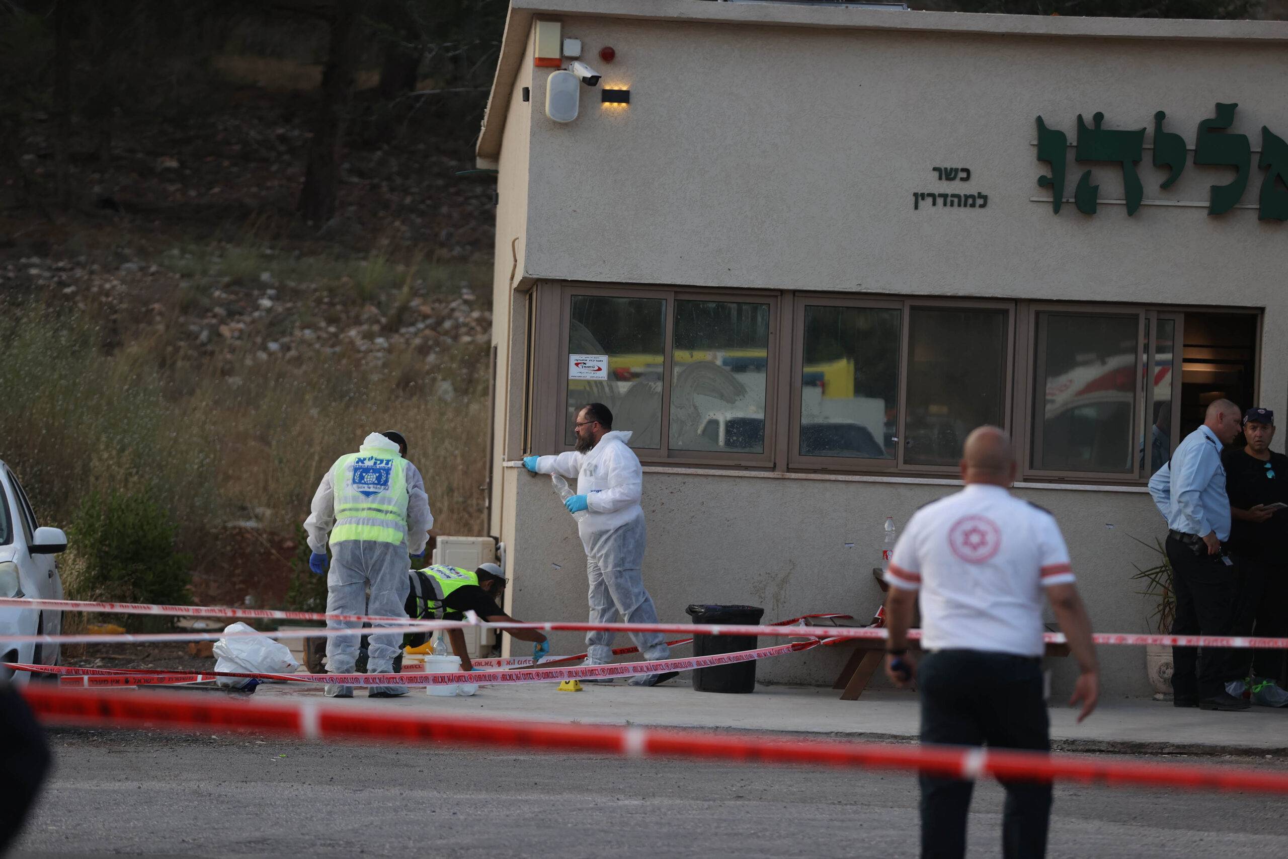 A view from the scene as Israeli forces, which surrounded the scene conducting an investigation, after the shooting attack at the Jewish settlement of Eli on June 20, 2023 in the West Bank [Issam Rimawi/Anadolu Agency]