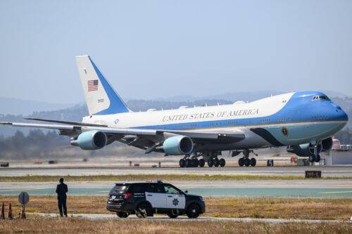 Air Force One is seen in San Francisco, California, United States on June 21, 2023. [Tayfun Coşkun - Anadolu Agency]