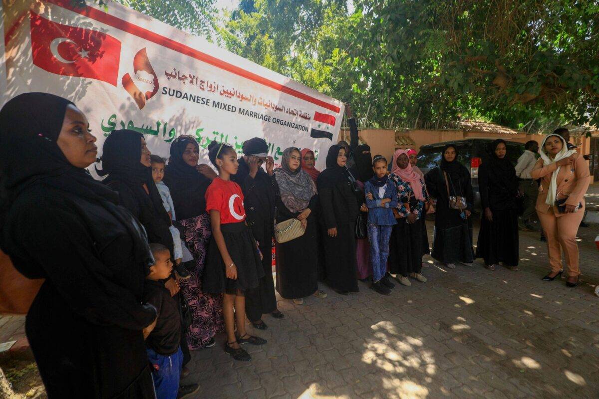 Sudanese women rally in front of the Turkish embassy in Khartoum, on February 14, 2023 [ASHRAF SHAZLY/AFP via Getty Images]