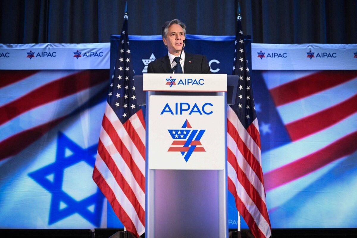 US Secretary of State Antony Blinken delivers remarks at the 2023 American Israel public affairs committee policy summit in Washington, DC, on June 5, 2023 [MANDEL NGAN/AFP via Getty Images]