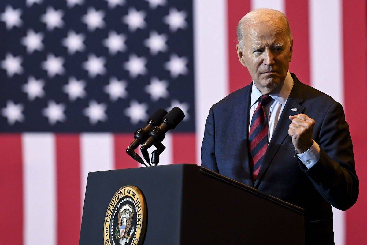President of the United States, Joe Biden makes remarks as he visits Philly Shipyard, where union workers are building a new offshore wind vessel, in Philadelphia, Pennsylvania, United States on July 20, 2023 [Fatih Aktaş - Anadolu Agency]