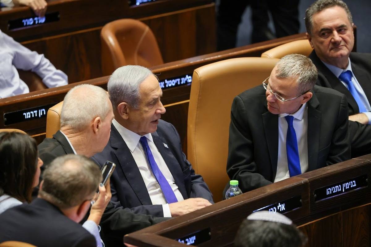 Israeli Prime Minister Benjamin Netanyahu takes part in the voting to approve a controversial bill as part of the government’s judicial overhaul plan in Jerusalem on July 24, 2023 [Noam Moskowitz - Knesset - Handout - Anadolu Agency]