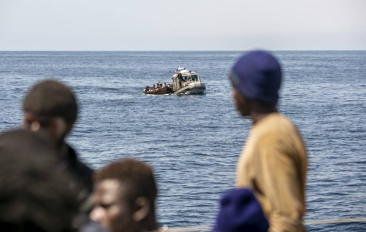 The Tunisian National Guard rescues irregular migrants off the city of Sfax as they try to make their way to Europe on 12 August 2023. [Yassine Gaidi - Anadolu Agency]