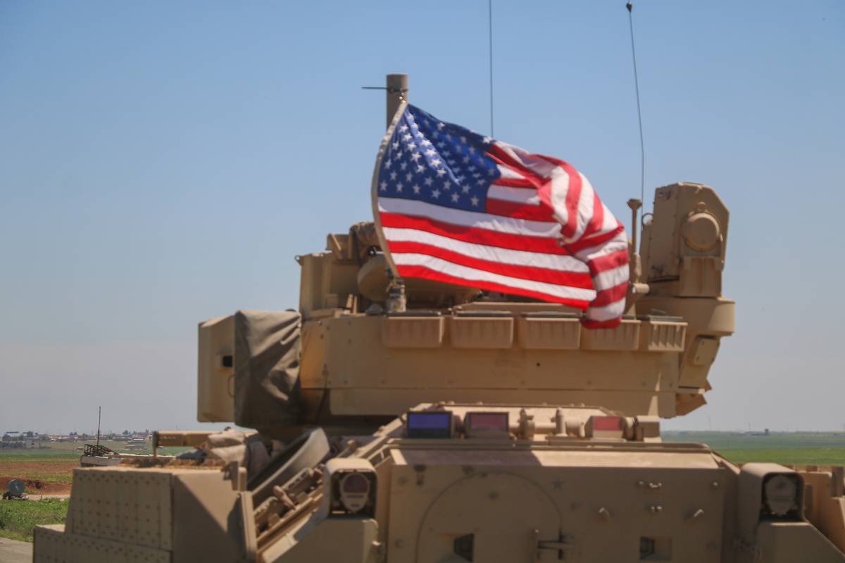 Military vehicles that the US military sent as a reinforcement, convoy to the bases controlled by PKK/YPG in Deir ez-Zor province in Syria, on August 13, 2023 [Ömer Al Diri/Anadolu Agency]