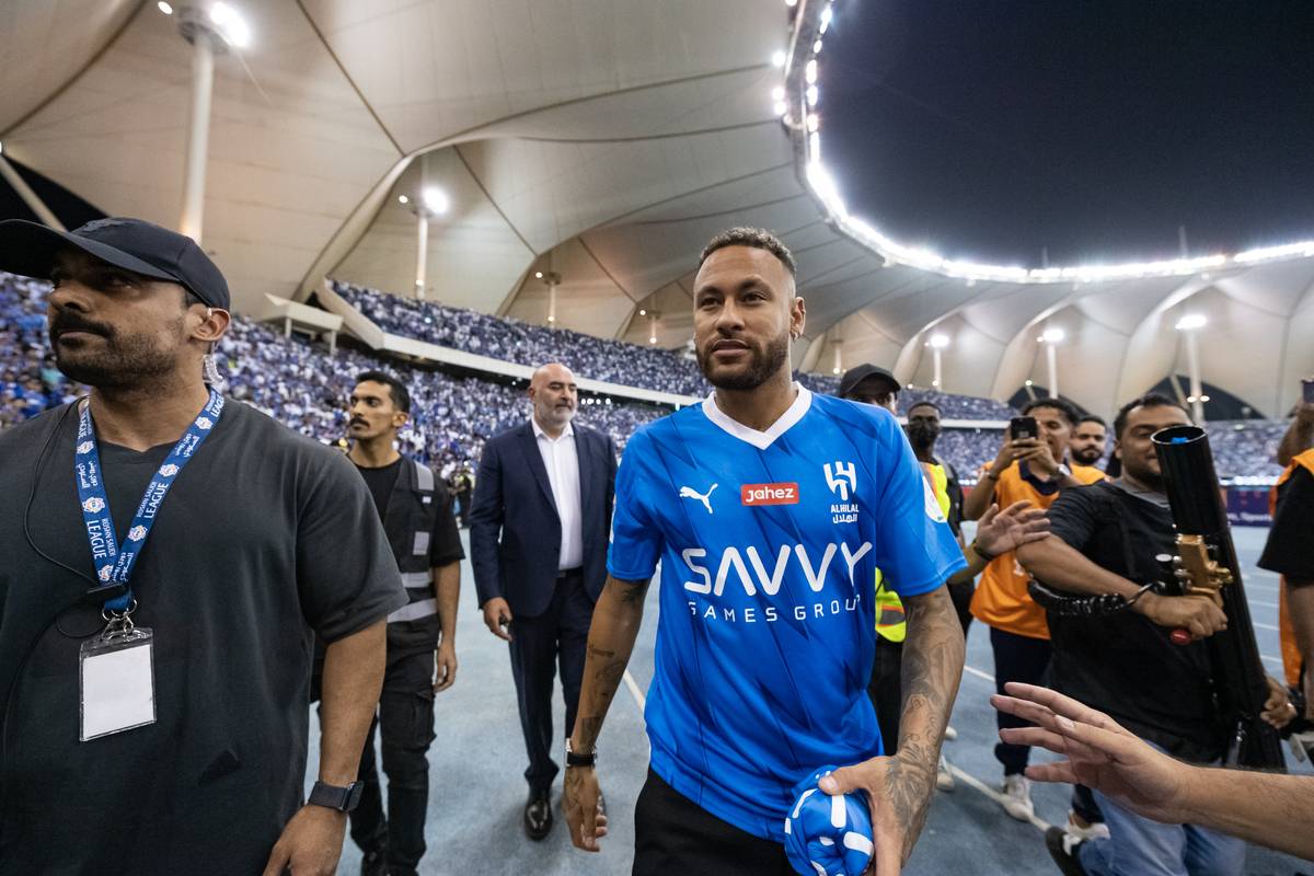 Brazillian football star Neymar, at King Fahd International Stadium in Jeddah, Saudi Arabia on August 19, 2023 [Mohammed Saad/Anadolu Agency]