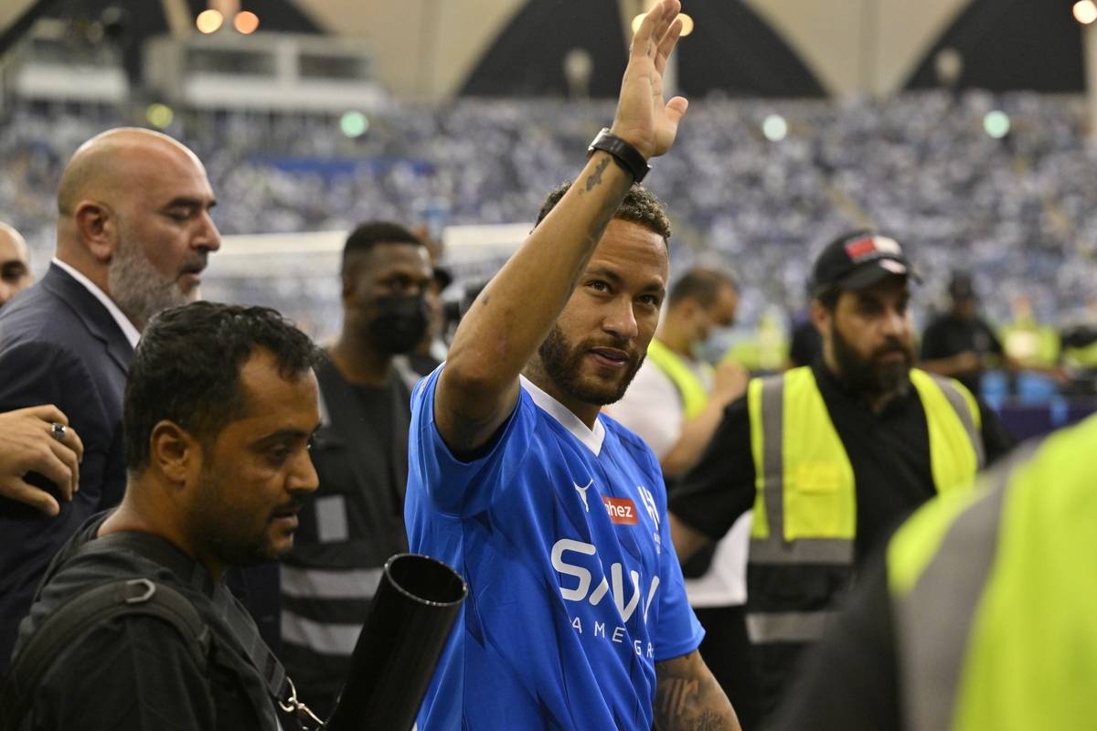 Brazillian football star Neymar, at King Fahd International Stadium in Jeddah, Saudi Arabia on August 19, 2023 [Mohammed Saad/Anadolu Agency]