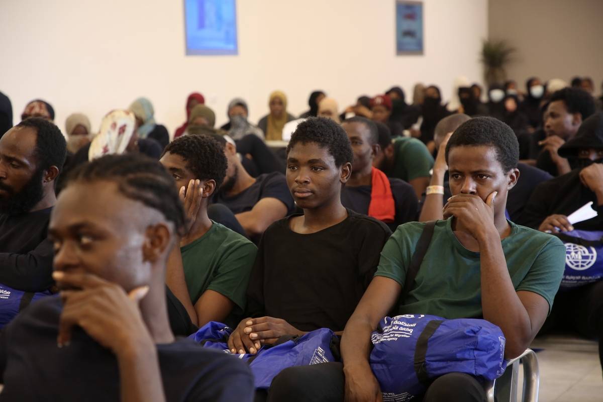 African irregular migrants, sent back to their country as a part of return program jointly organised by Libyan authorities and the IOM in Tripoli, Libya on August 21, 2023 [Hazem Turkia/Anadolu Agency]