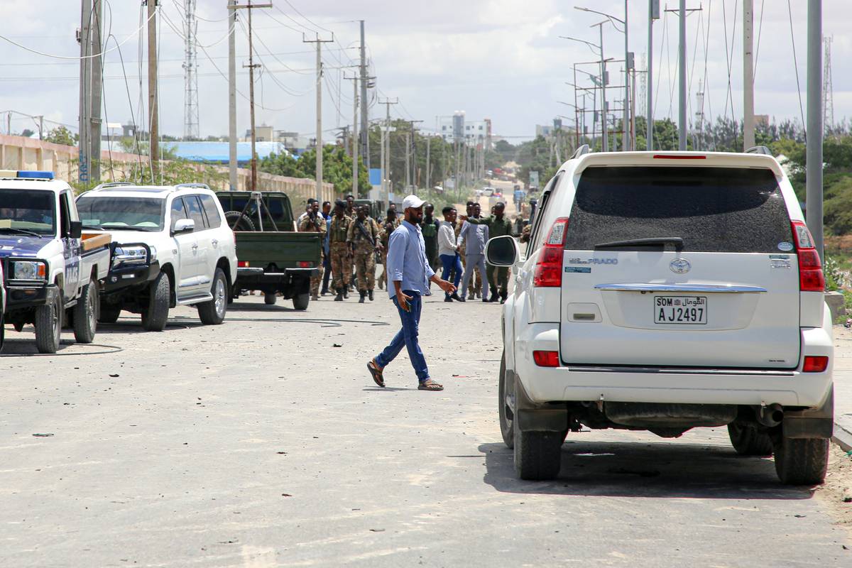 Somali security forces inspect the site of a suicide car bomb attack in Mogadishu, Somalia on August 22, 2023 [Abukar Muhudin - Anadolu Agency]