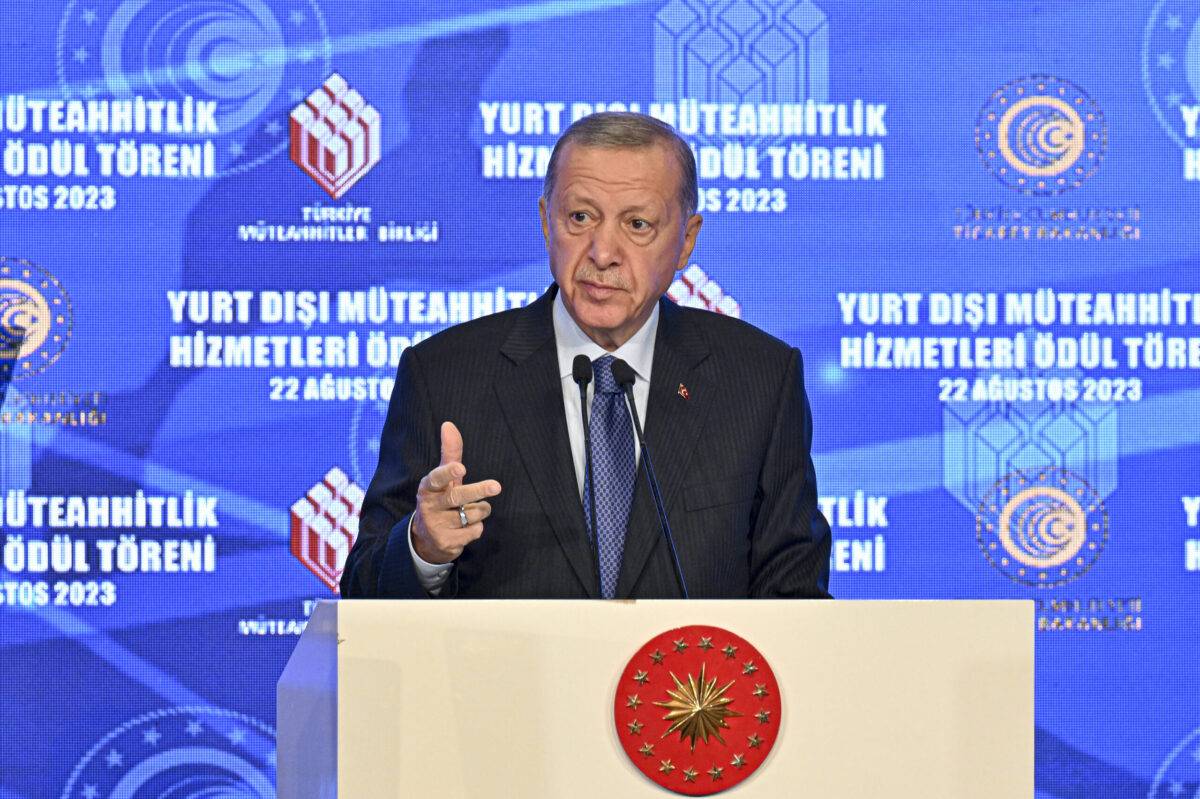 Turkish President Recep Tayyip Erdogan on August 22, 2023 [Muhammed Selim Korkutata/Anadolu Agency]