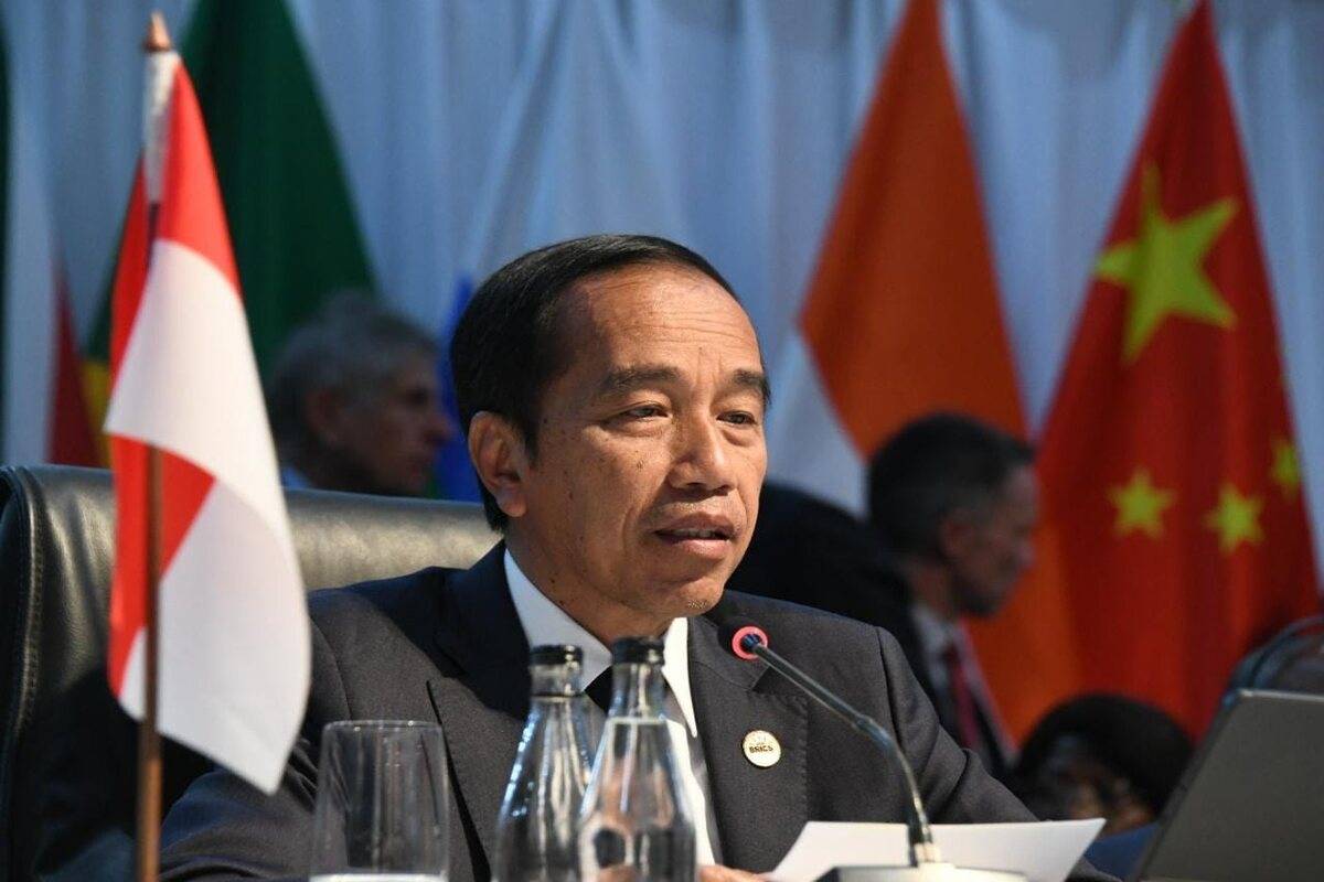 Indonesian President Joko Widodo speaks during the 15th BRICS Summit at Sandton Convention Centre in Johannesburg, South Africa on August 24, 2023 [South African Presidency - Anadolu Agency]