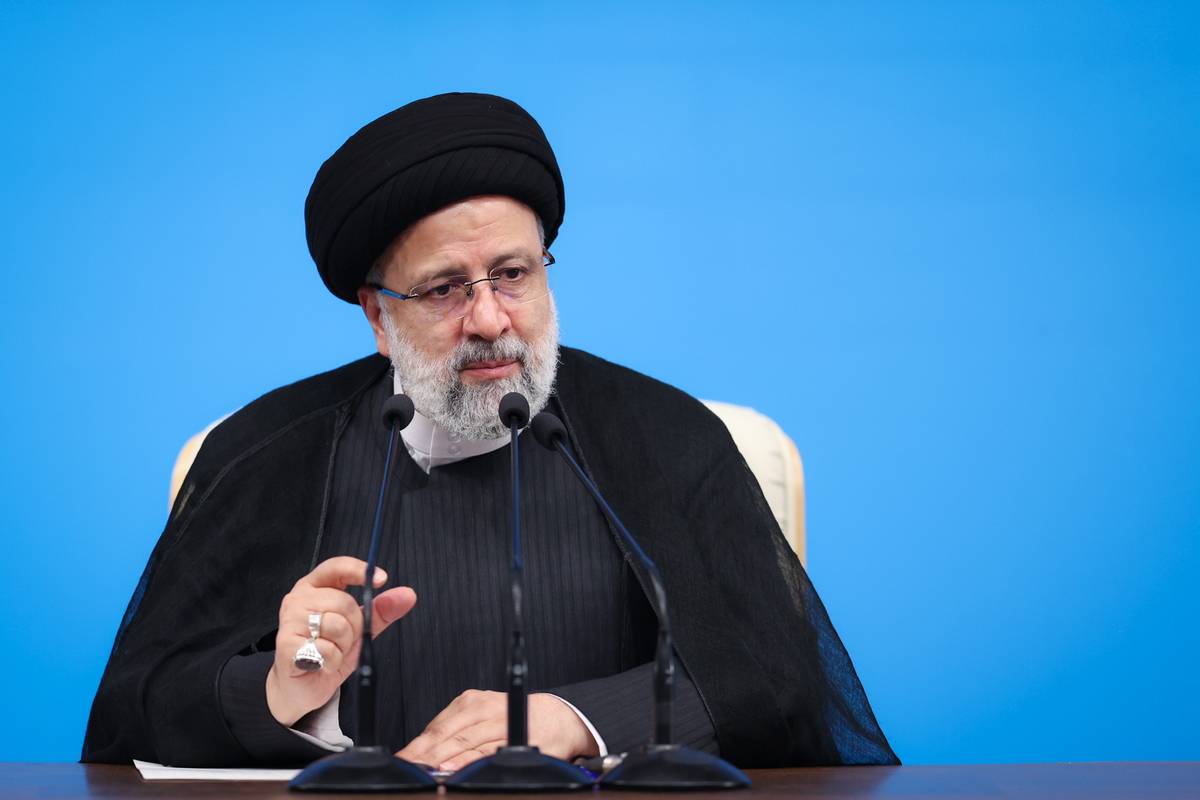 Iranian President Ebrahim Raisi makes a speech during the press conference in Tehran, Iran August 29, 2023 [Iranian Presidency/ Handout - Anadolu Agency]