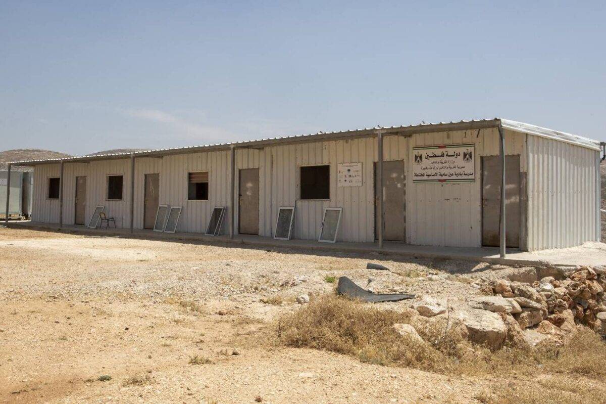 View of Palestinian school that has been abandoned, and its windows shattered [@btselem/Twitter]