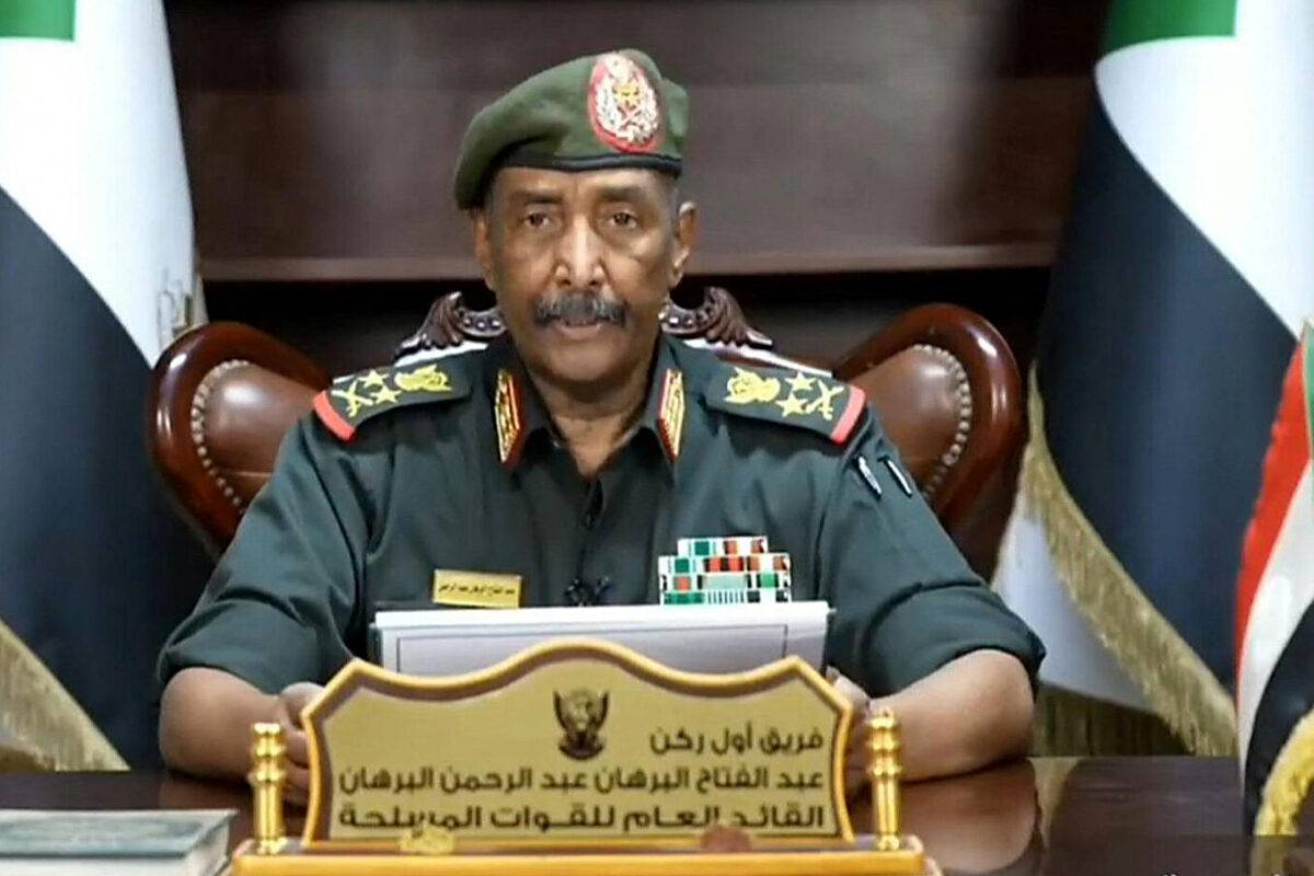A video grab from footage released in the Sudanese army's Facebook page of Sudan's Army Chief, Abdel Fattah Al-Burhan on August 14, 2023 [Sudanese Army/AFP via Getty Images]