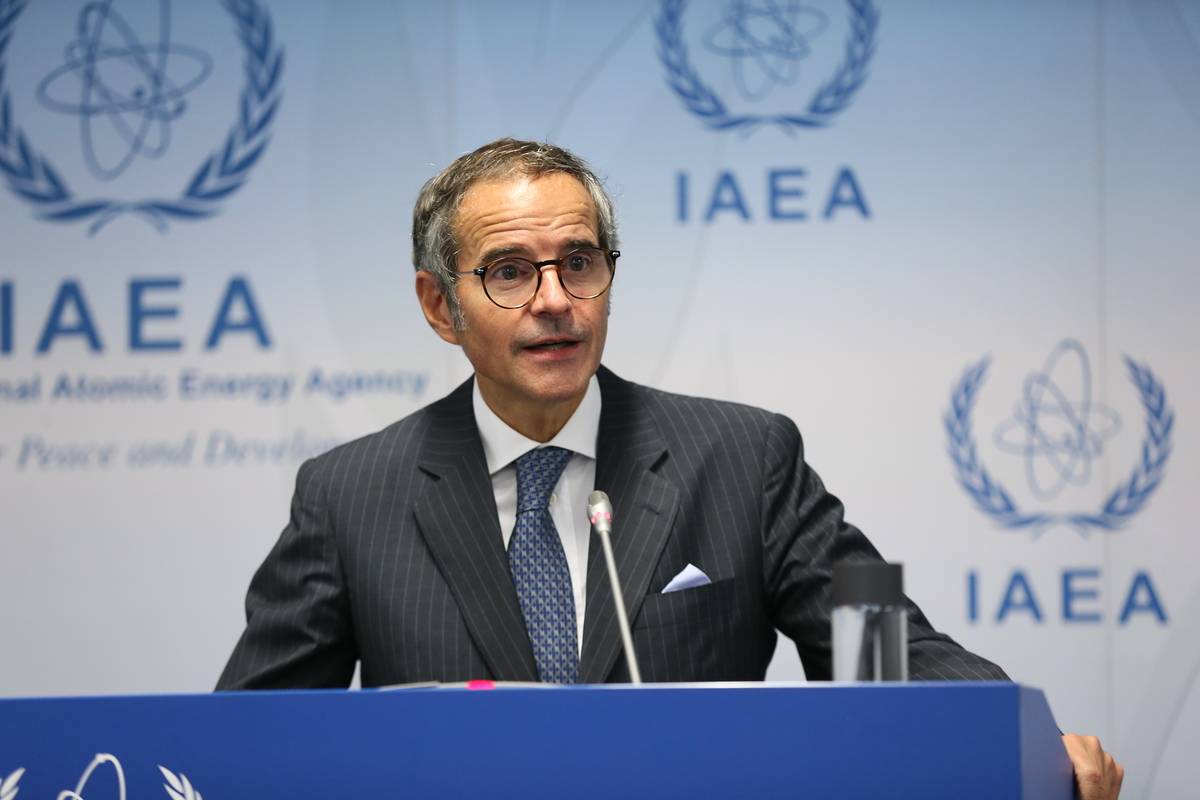 Rafael Mariano Grossi, President of the International Atomic Energy Agency (IAEA) gives a speech in Vienna, Austria. [Aşkın Kıyağan - Anadolu Agency]