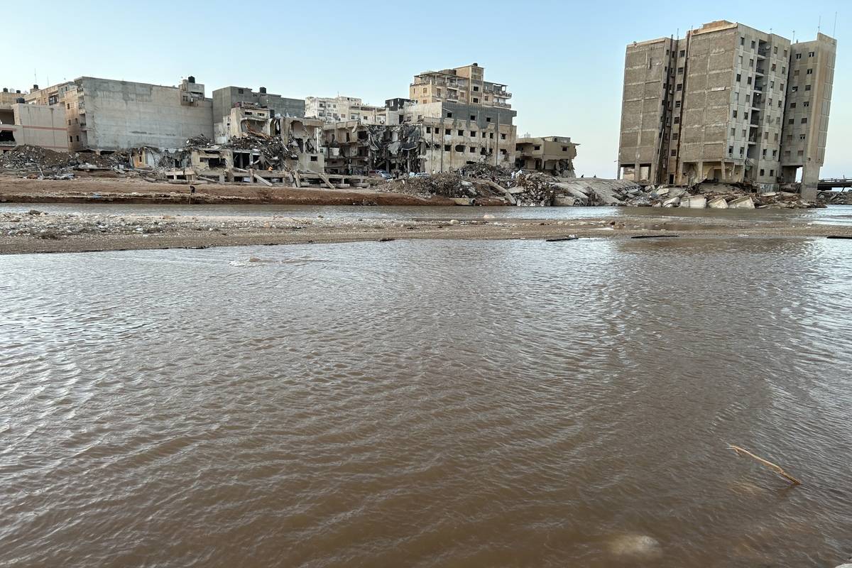 A general view of a street after the Storm Daniel ravaged the region in Derna, Libya on September 18, 2023 [Aydoğan Kalabalık/Anadolu Agency]