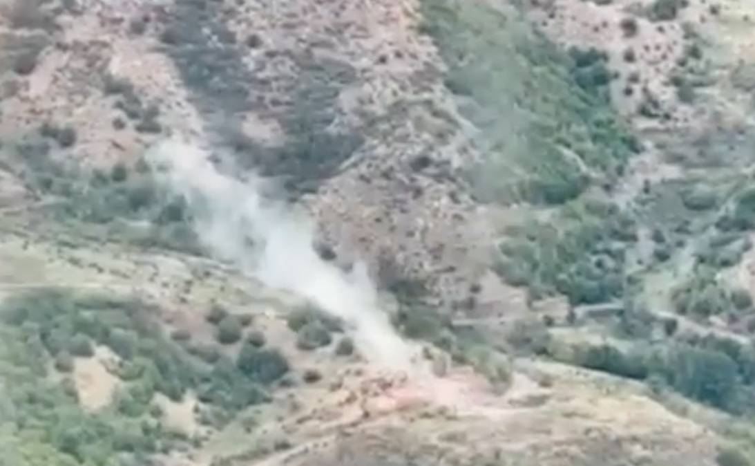 A screen grab captured from a video shows smoke rising after Azerbaijan started "anti-terror activities" in Karabakh to uphold the provisions outlined in the 2020 trilateral peace agreement it signed with Russia and Armenia, on September 19, 2023 [Stringer - Anadolu Agency]