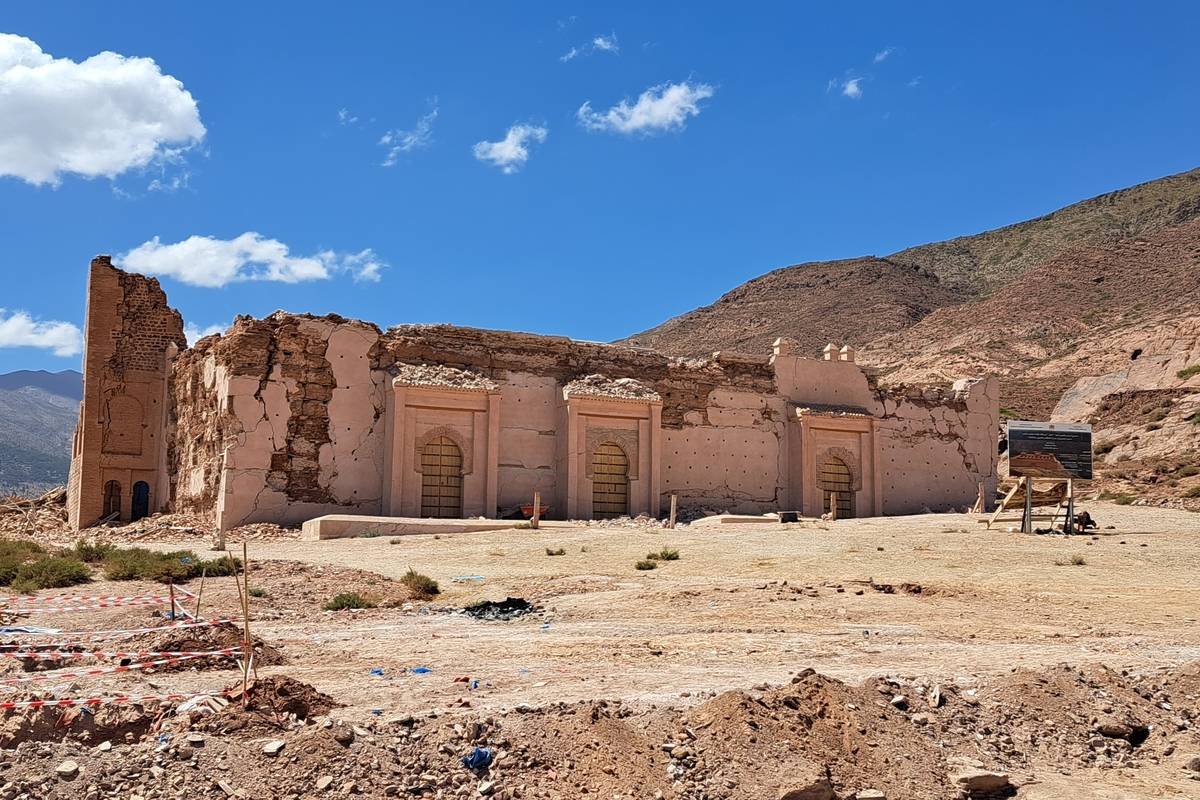 Tinmal Mosque, a 12th century structure and a remarkable example of Almohad architecture, is damaged severely after the earthquake in Tinmel district of Marrakesh, Morocco on September 14, 2023 [Hicham Rachidi - Anadolu Agency]