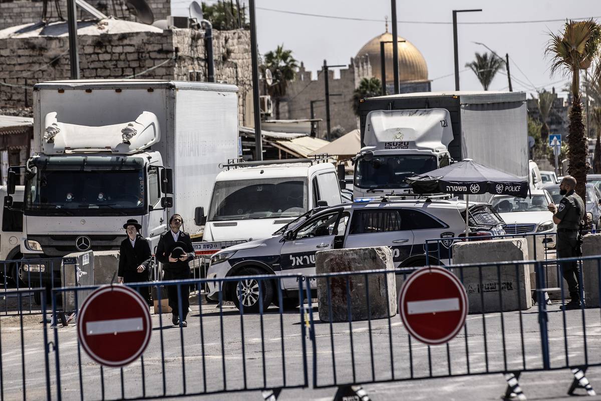 A view of main roads closed by Israeli forces in Jerusalem to vehicular traffic on the occasion of Yom Kippur (Day of Atonement), the holiest day in Jewish calendar in Jerusalem on September 25, 2023. [Mostafa Alkharouf - Anadolu Agency]
