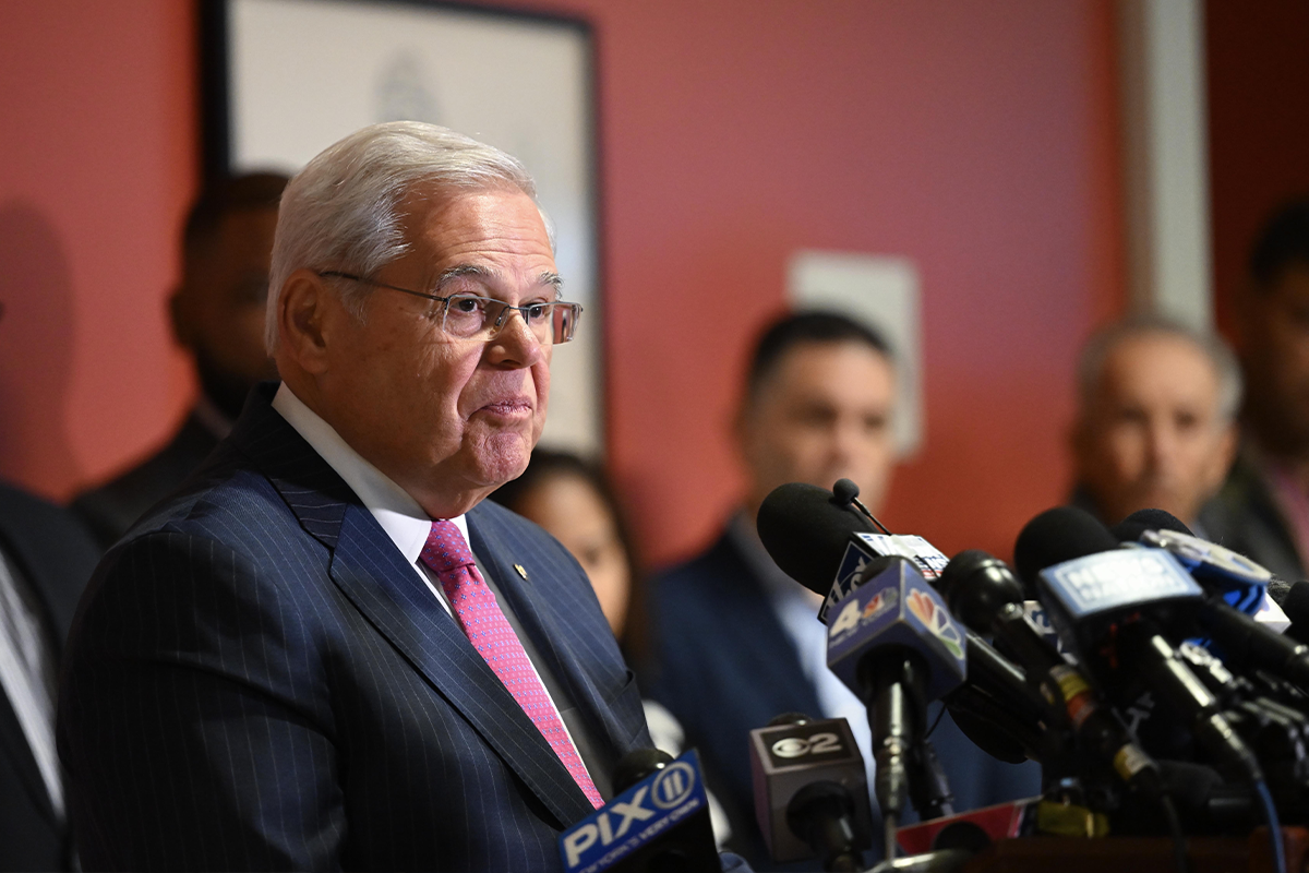 US Senator Bob Menendez holds a press conference as he rejects accusations of corruption on September 25, 2023 [Fatih Aktaş/Anadolu Agency]