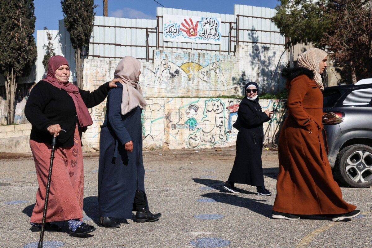 Palestinian women in Hebron in the occupied West Bank on March 26, 2022 [HAZEM BADER/AFP via Getty Images]