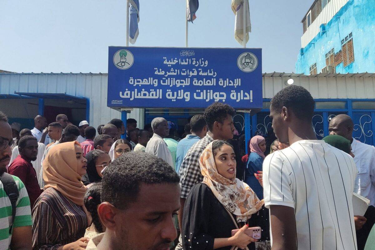 Sudanese queue outside a passport office in Gedaref on September 3, 2023, following an announcement by the authorities of the resumption of issuing passports in war-torn Sudan [AFP via Getty Images]