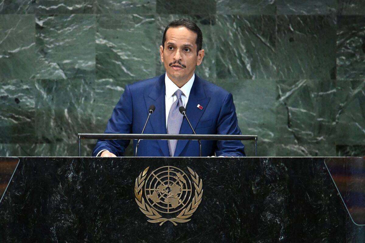 Qatari Prime Minister Sheikh Mohammed bin Abdulrahman bin Jassim al-Thani speaks at the opening session of the second Sustainable Development Goals (SDG) Summit on September 18, 2023 ahead of the 78th UN General Assembly. [Photo by TIMOTHY A. CLARY/AFP via Getty Images]