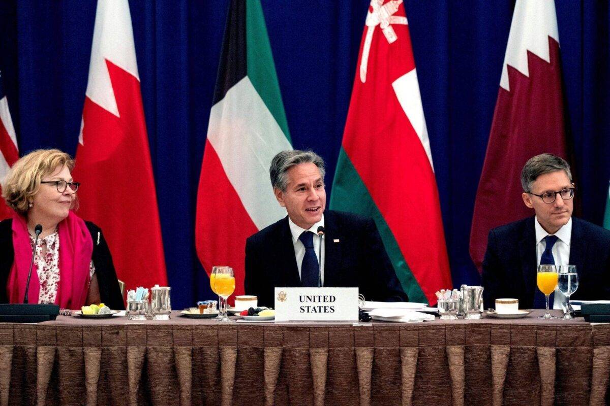 US Secretary of State Antony Blinken attends breakfast with the foreign ministers of the Gulf Cooperation Council on September 18, 2023 in New York [CRAIG RUTTLE/POOL/AFP via Getty Images]