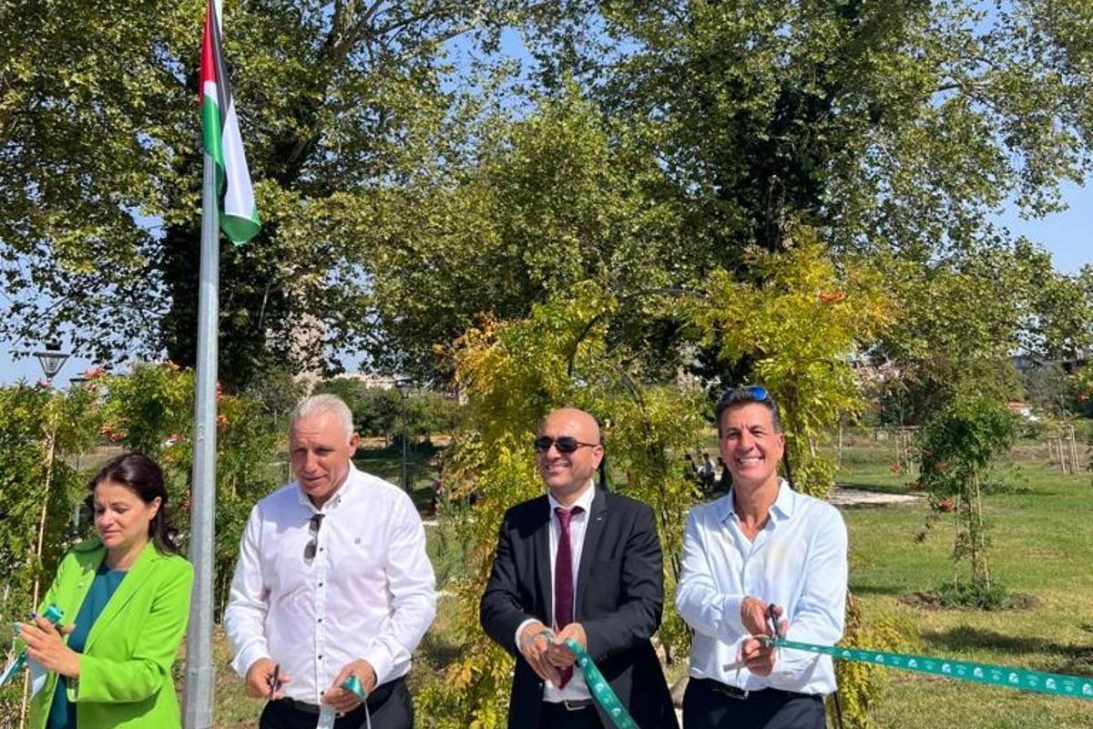 Inauguration of Palestine flag at the International Park in the Bulgarian city of Dobrich, on 23 September 2023 [Wafa News Agency]