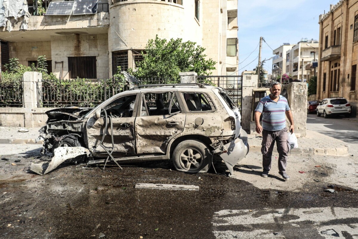 A view of a wrecked vehicle after Assad regime's assault in Idlib, Syria on October 08, 2023 [İzettin Kasım - Anadolu Agency]