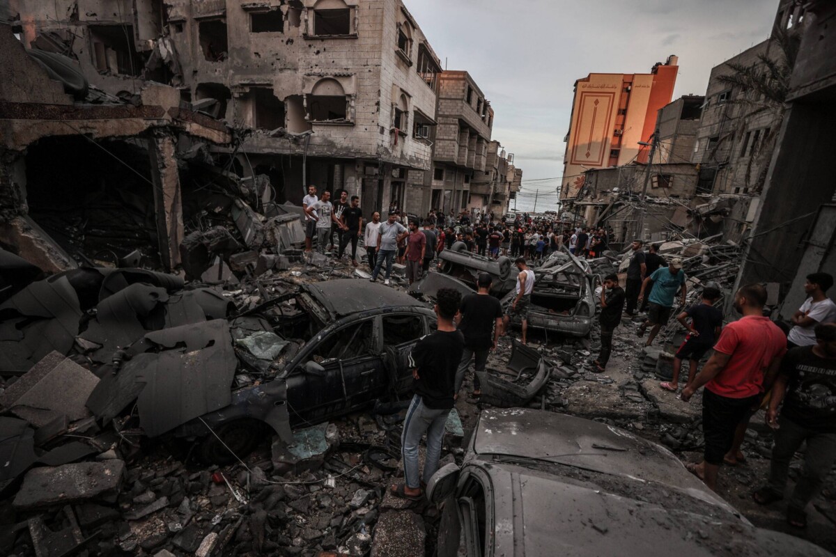 A view of a wrecked vehicles after Israeli airstrikes at al-Shati refugee camp in Gaza Strip on 09 October 2023 [Ali Jadallah - Anadolu Agency]