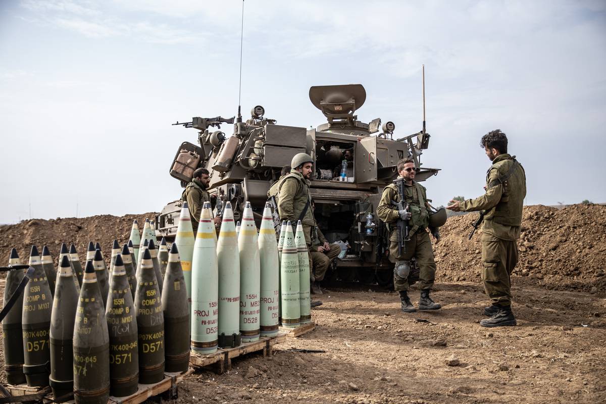 A view of M825 and M825A1 artillery shells labeled D528, the US Department of Defense Identification Code for "white phosphorus-based munitions" in Sderot, Israel on October 09, 2023. [Mostafa Alkharouf - Anadolu Agency]
