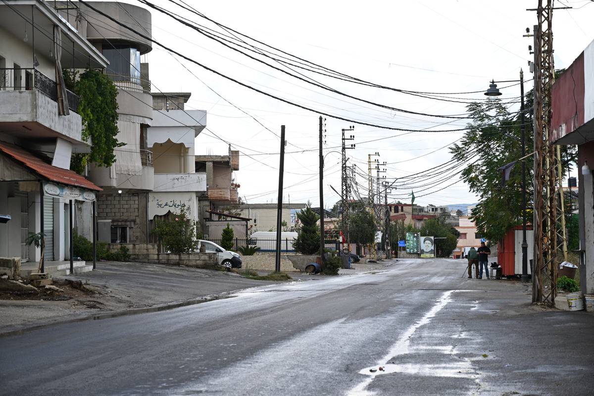 Streets are empty in Ayta ash Shab district near the Israeli border after Israeli Army announces that Al-Rahib Military Base on the border of Israel and Lebanon was attacked with anti-tank missiles fired from Lebanon on October 15, 2023. [Houssam Shbaro - Anadolu Agency]