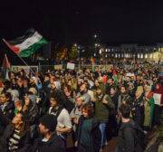 Thousands of people participate in a march under the theme 'Together for Gaza', starting from Dam Square towards Jaarbeurs Square to show support for Palestinians in the Gaza Strip in Utrecht, Netherlands on October 19, 2023. [Mouneb Taim - Anadolu Agency]