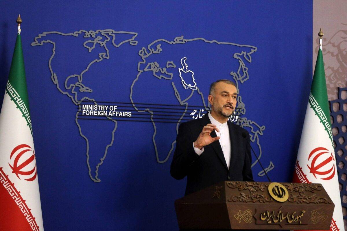 Iranian Foreign Minister Hossein Amir-Abdollahian holds a press conference in Tehran, Iran on October 23, 2023 [Fatemeh Bahrami/Anadolu Agency]