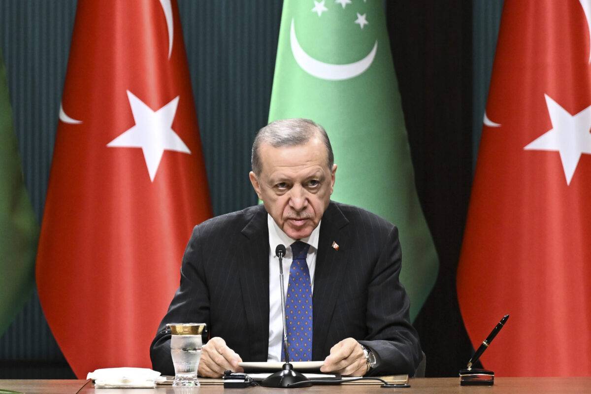 Turkish President Recep Tayyip Erdogan at the Presidential Complex in Ankara, Turkiye on October 26, 2023 [Doğukan Keskinkılıç/Anadolu Agency]
