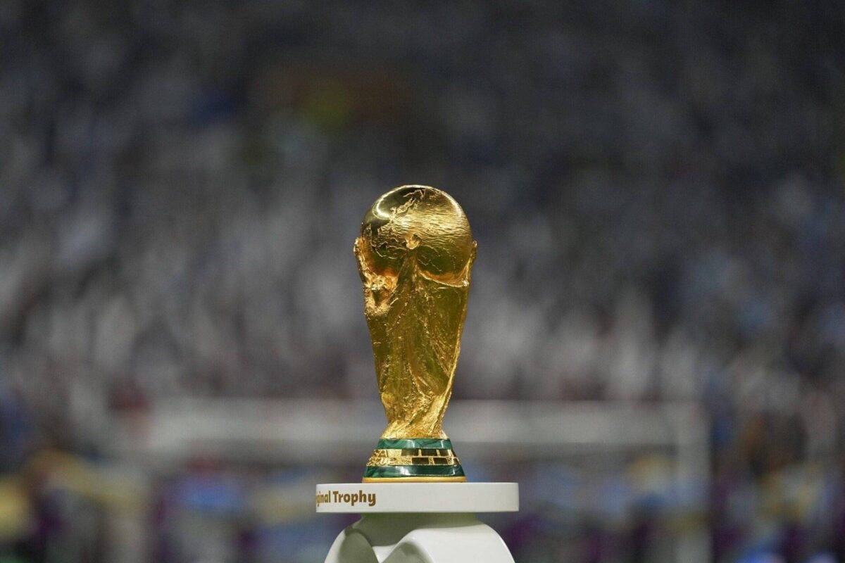 World Cup trophy prior to the FIFA World Cup Qatar 2022 Final match at Lusail Stadium in Lusail City, Qatar on December 18, 2022 [Ulrik Pedersen/Defodi Images via Getty Images]