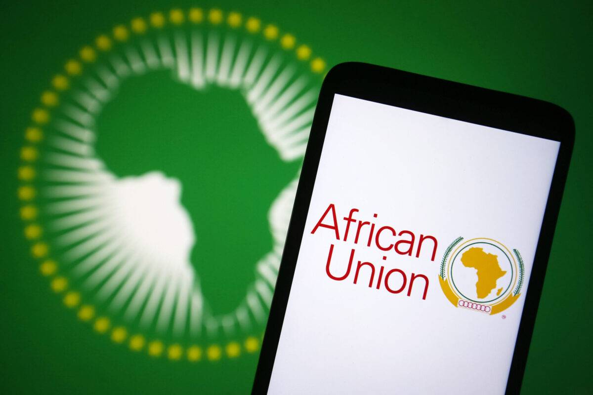 In this photo illustration, African Union (AU) logo is seen