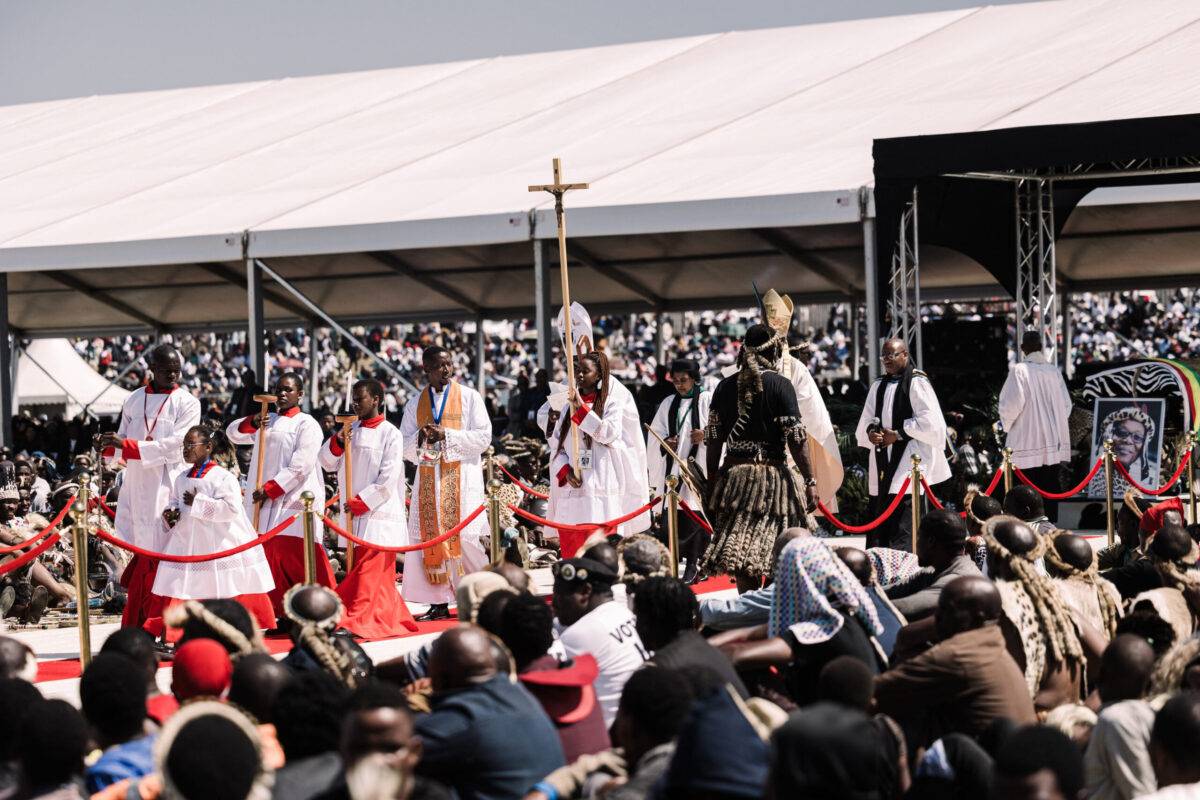 Members of the Anglican church of Southern Africa conduct the final funeral rites in Ulundi, South Africa on September 16, 2023 [RAJESH JANTILAL/AFP via Getty Images]