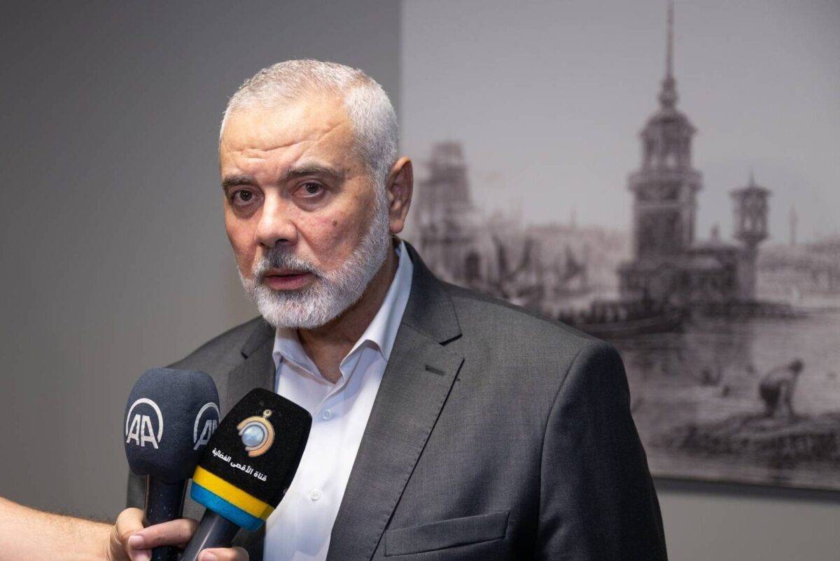 Chairman of the Hamas Political Bureau, Ismail Haniyeh, Turkiye on September 22, 2023. [Cem Tekkesinoglu/Anadolu Agency via Getty Images]