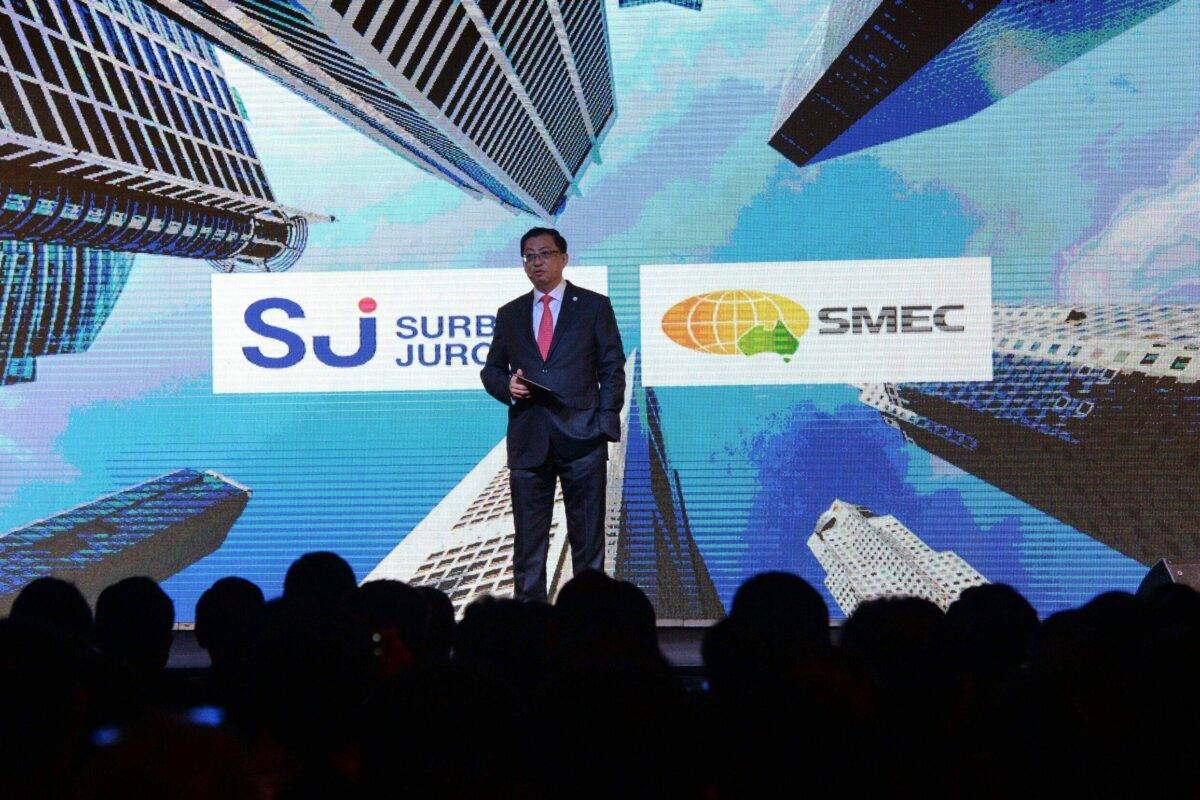 Wong Heang Fine, group CEO of Surbana Jurong, speaks during the company's public launch and official announcement event in Singapore on August 1, 2016 [ ROSLAN RAHMAN/AFP via Getty Images]