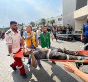 Israel's warplanes target Al-Sousi Mosque in Gaza City on October 09, 2023. [Mohammed Asad/Middle East Monitor]