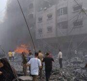 Israel strikes residential tower in Jabalia refugee camp on October 09, 2023. [Palestine Online]